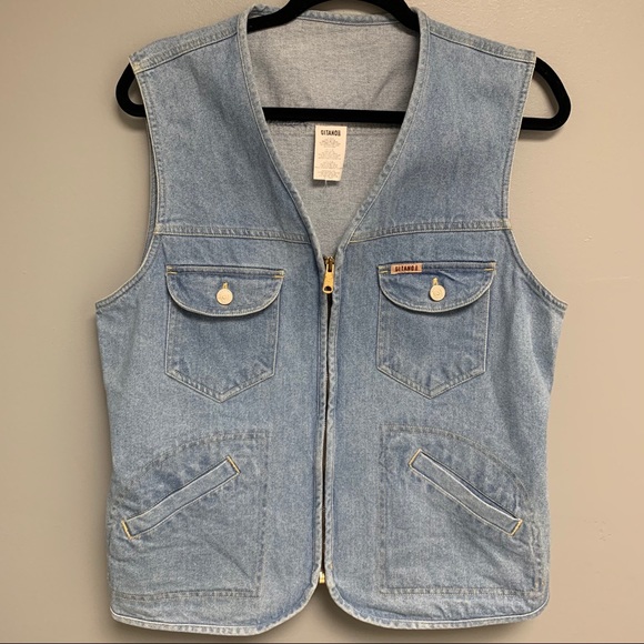 Vintage 1990s Gitano Denim Jean Vest Jacket LRG - Picture 1 of 10